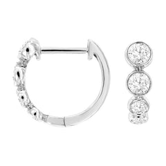 14K White Gold Diamond Hindged Hoop Earrings