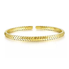 14K Yellow Gold Chevron Cuff Bracelet