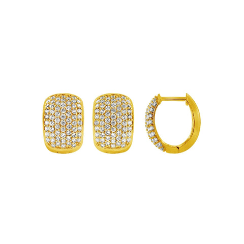 114K Yellow Gold Pavé Diamond Hoop Earrings