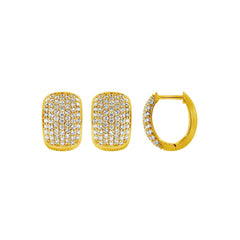 114K Yellow Gold Pavé Diamond Hoop Earrings