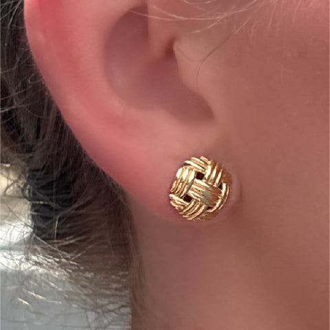 14K Yellow Gold Button Earrings