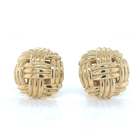 14K Yellow Gold Button Earrings