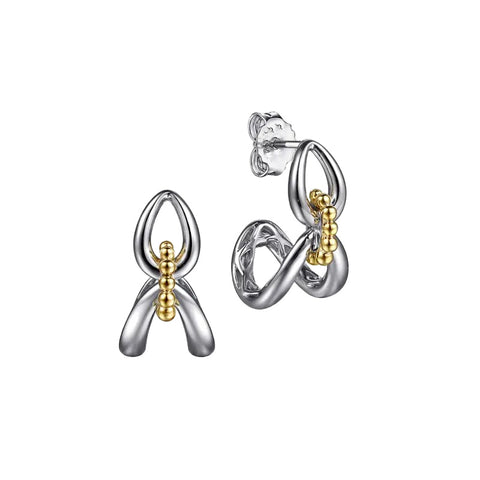Sterling Silver and 14K Yellow Gold J-Hoop Earrings