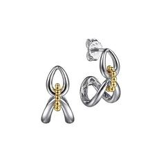 Sterling Silver and 14K Yellow Gold J-Hoop Earrings