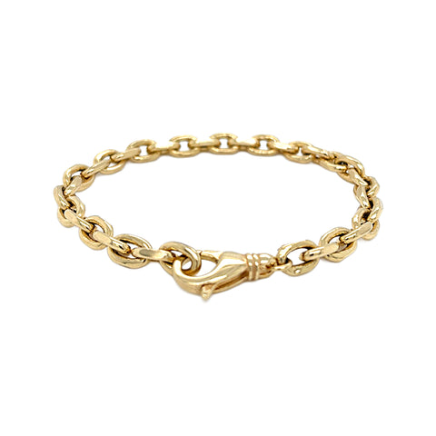 14K Yellow Gold Flat Cable Link Bracelet