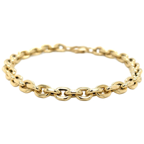 14K Yellow Gold Flat Cable Link Bracelet