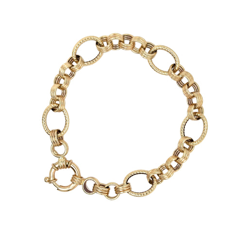 14K Yellow Gold Textured Link Bracelet
