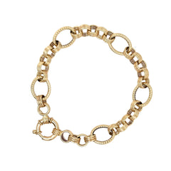 14K Yellow Gold Textured Link Bracelet