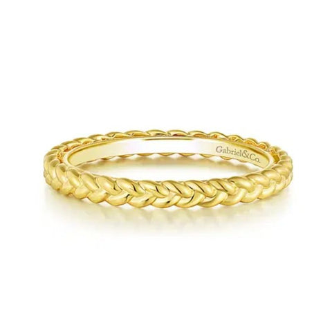 14K Yellow Gold Braided Stackable Band