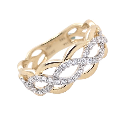 14K Yellow Gold Diamond Criss Cross Ring