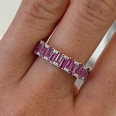 14K White Gold Pink Sapphire and Diamond Ring