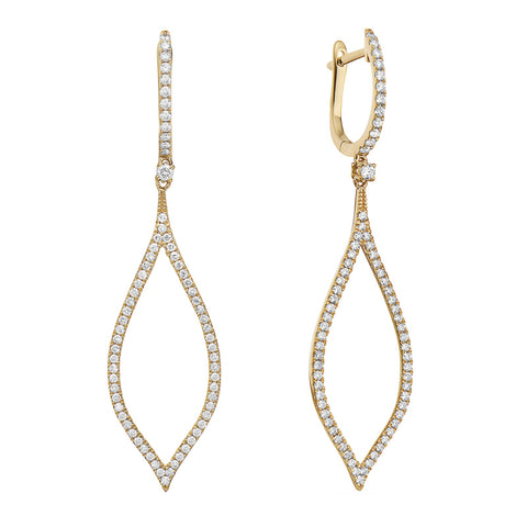 14K Yellow Gold Diamond Drop Earrings