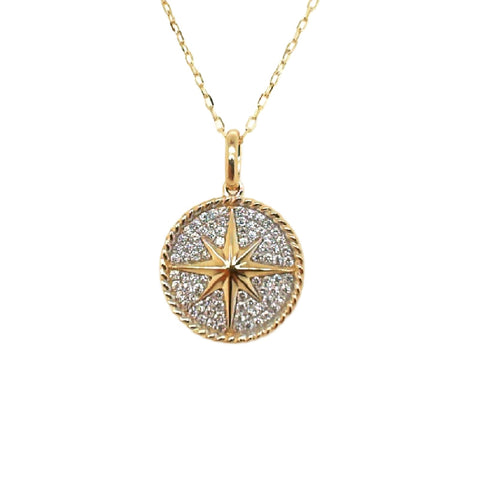 14K Yellow Gold North Star Diamond Necklace