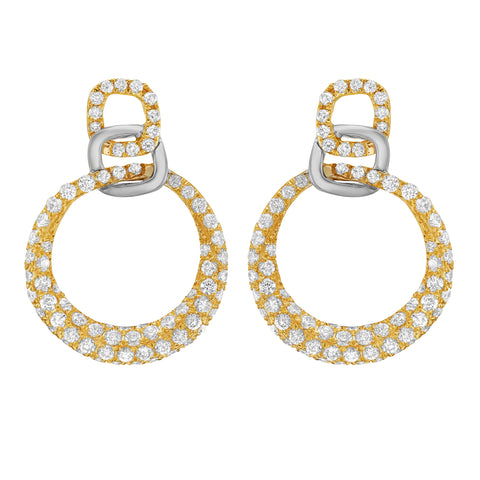 14K Yellow and White Gold Diamond Drop Earrings