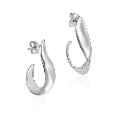 Sterling Silver Twisted J-Hoop Earrings