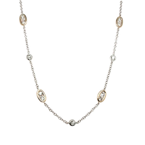 14K Yellow and White Gold Diamonds-By-The-Yard Necklace