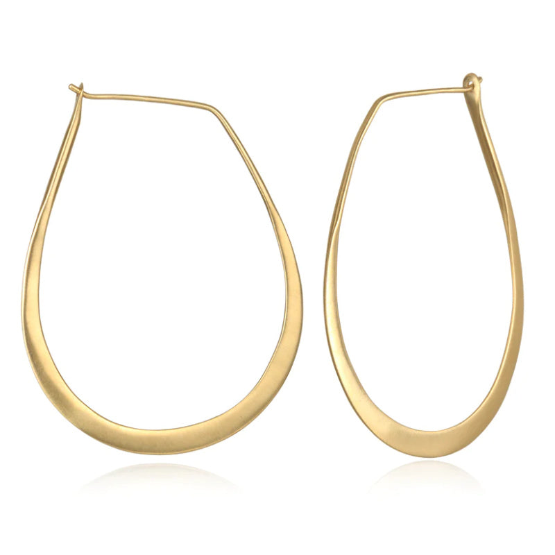 18K Yellow Gold Plated Brass Flat Hoop Earrings