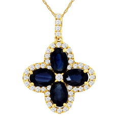 14K Yellow Gold Sapphire and Diamond Necklace