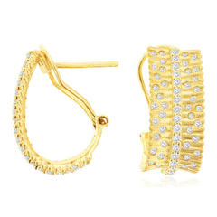 14K Yellow Gold Diamond Hoop Earrings