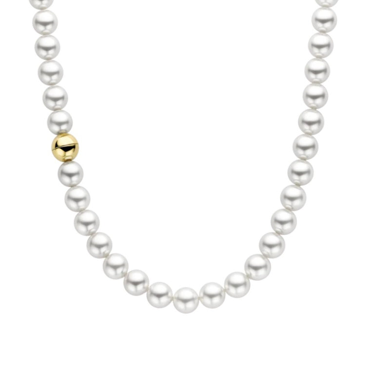 Imitation Pearl and Gold Plated Sterling Silver Necklace
