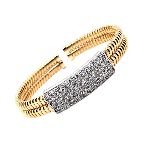 14K Yellow and White Gold Diamond Cuff Bracelet