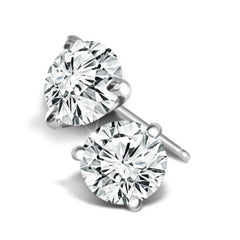 14K White Gold Diamond Stud Earrings