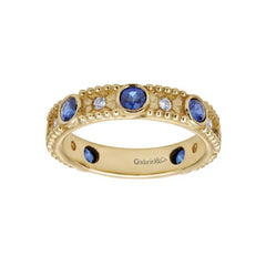 14K Yellow Gold Sapphire and Diamond Band