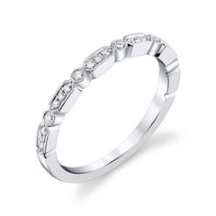 14K White Gold Patterned Diamond Band