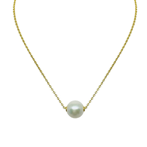 Sterling Silver Yellow Gold Plated Pearl Necklace