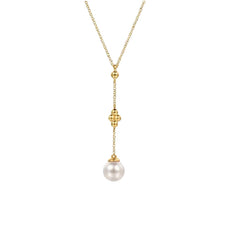 14K Yellow Gold Pearl Drop Necklace