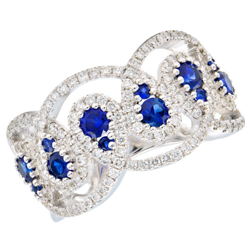 18K White Gold Sapphire and Diamond Ring