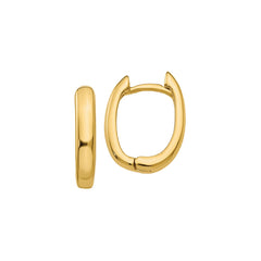 14K Yellow Gold Oval Huggie Earrings