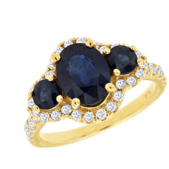 14K Yellow Gold Sapphire and Diamond Ring