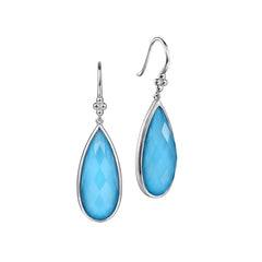 Sterling Silver Turquoise Crock Crystal Srop Earrings