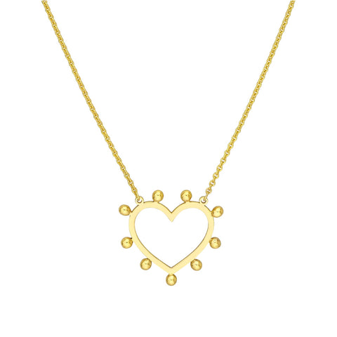 14K Yellow Gold Open Heart Necklace