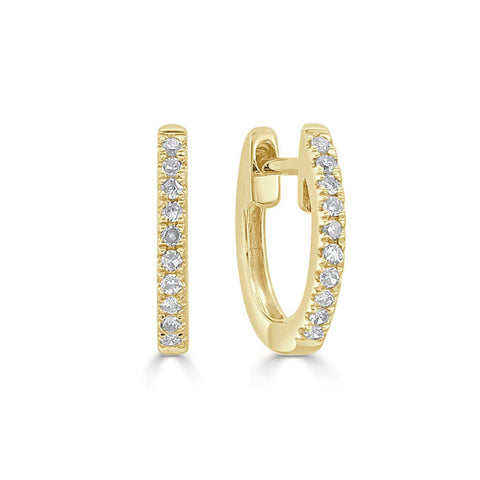 14K Yellow Gold Mini Diamond Hoop Earrings