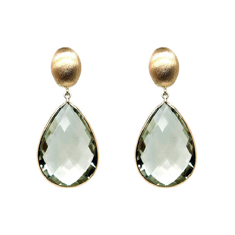 14K Yellow Gold Prasiolite Drop Earrings