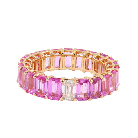 14K Rose Gold Pink Sapphire and Diamond Ring