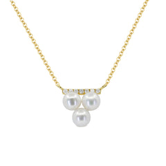 14K Yellow Gold Pearl and Diamond Necklace