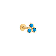 Single 14K Yellow Gold Turquoise Earring