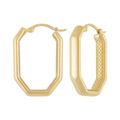 14K Yellow Gold Ocatgonal Hoop Earrings