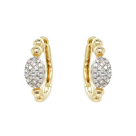 14K White and Yellow Gold Diamond Huggie Hoop Earrings