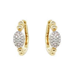 14K White and Yellow Gold Diamond Huggie Hoop Earrings