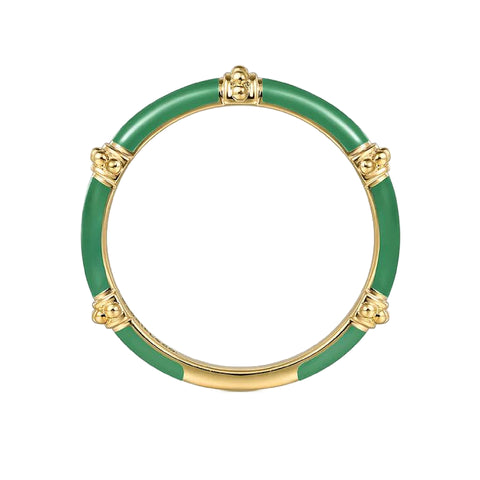 14K Yellow Gold Green Enamel Band