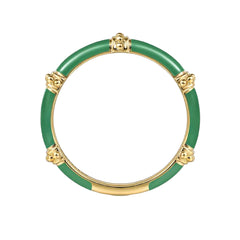 14K Yellow Gold Green Enamel Band