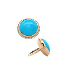 14K Yellow Gold Turquoise and Diamond Ring