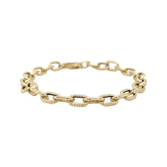 14K Yellow Gold Textured Link Bracelet