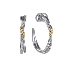 Sterling Silver and 14K Yellow Gold Hoop Earrings