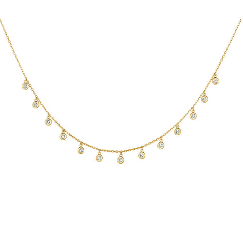 14K Yellow Gold Diamond Dangle Necklace