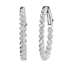 14K White Gold In-Out Diamond Hoop Earrings